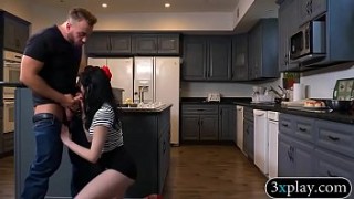 Luscious dubi sex babe gets pumped in the kitchen