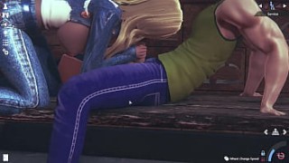 Honey Select 2- Sex in public with a amy reid nude Sexy Blonde  in denim jacket jeans