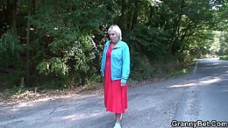 64 year old and British granny Sandie rubs her old pussy