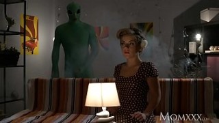 MOM Lonely housewife gets deep lesbiansxnxx probe from alien on Halloween