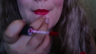 Red lips sensual asian blowjob
