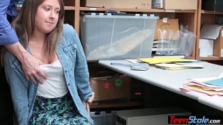 Timid teen thief Brooke Bliss fucked hard seaxi video by a security guard on CCTV