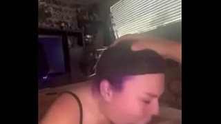 Asian girl takes a facial after a long sloppy blowjob