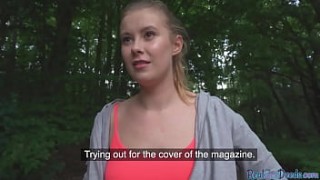 Curvy euro pulled exploited college girl outdoors before fucking in pov couple