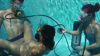 Candy and Lizzy august ames anal fuck Mike underwater