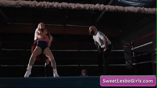 Busty Lily Lane nude wrestling loser rides huge black cock
