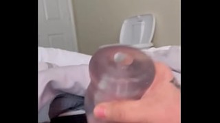 Baby Fucks with a toy in the shower. Teen sex toy.