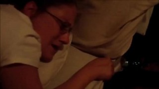 Tattoed Beauty with Glasses gives perfect Blowjob
