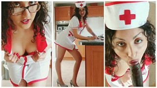 hot nurse in red lingerie cares for patient -projectsexdiary