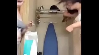 Two hot lesbian teens have sex in a tub