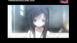 Splendid anime babe with huge tits doing oral