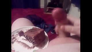 CHOCOLATE pertardas CAKE wank cum and eat
