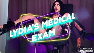 Demon Nurse Ravyn Alexa examines all of goth k9 sluts hottie Lydia Black&#039s holes until she squirts