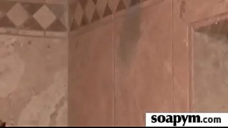 HOT blonde MILF is caught & fucked in shower by her GF