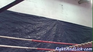 faapy Pussylicking sluts wrestling in a boxing ring