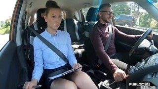 Fake Driving School Swotty ginger student has pussy filled