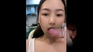 Chinese couple cock sucking doggy fucking