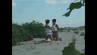 Lesbians nasse laila on the sand