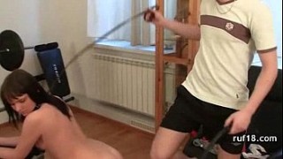 Tied bdsm sub whipped and toyed by maledom