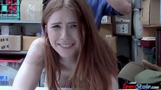 Irish pale teen thief talked dirty while backroom casting couch punish fucked